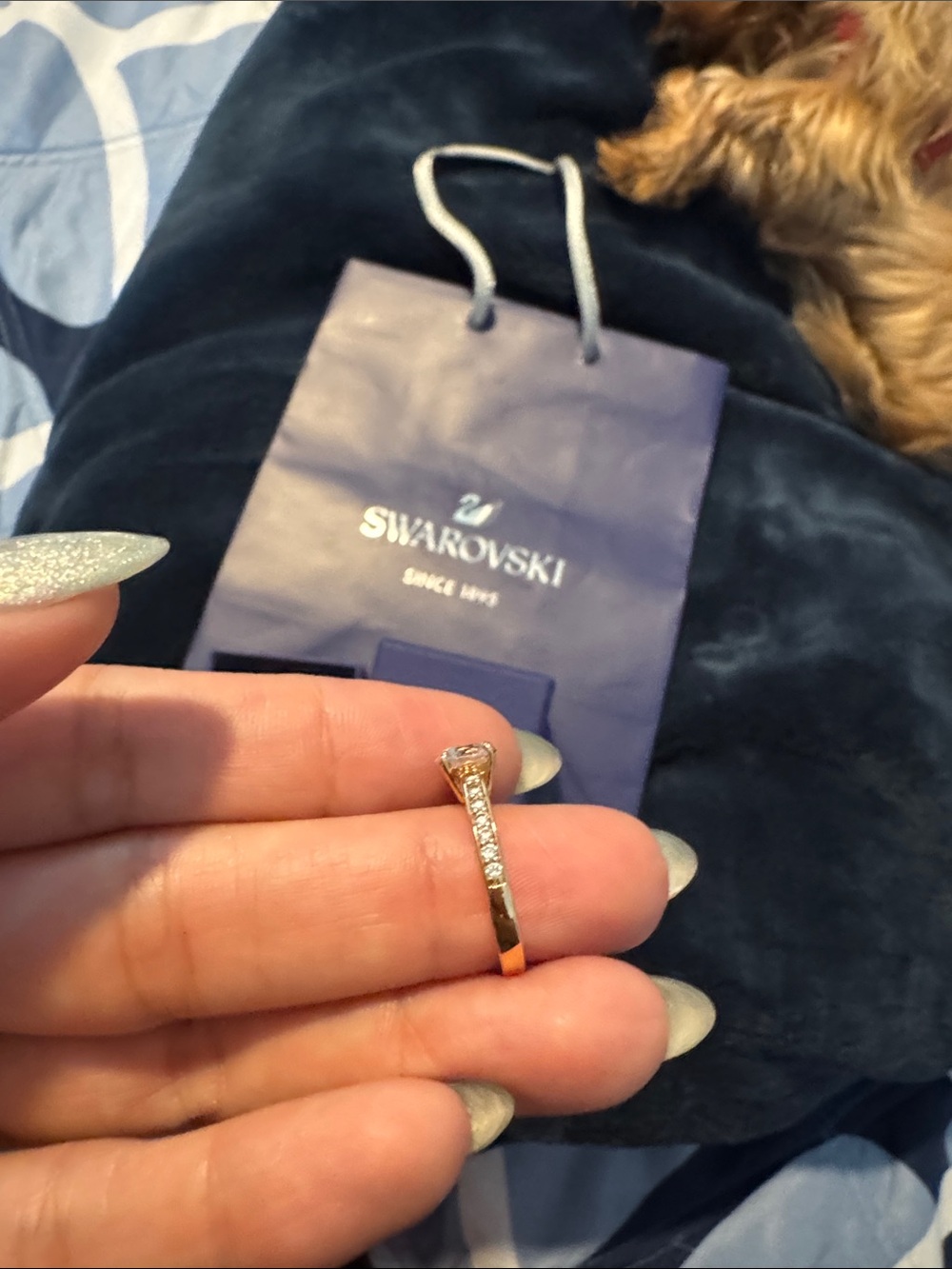Swarovski Rose Gold Crystal Solitaire Ring with Clear Stone - Picture 4 of 7